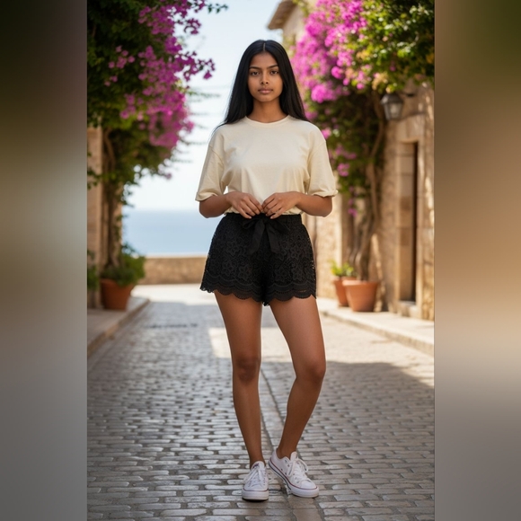 Pants - Rue 21 Elegant Black Lace High Waist Shorts